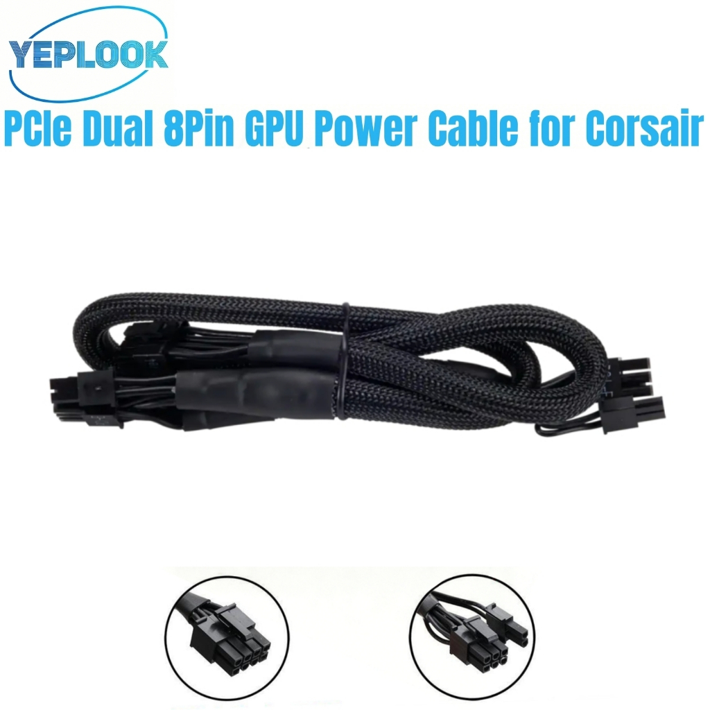 PCI-e Dual 8Pin 6+2 Sleeved Net, สายไฟ GPU สําหรับ Corsair RM1000, RM850, RM750, RM650, RM550, RM450
