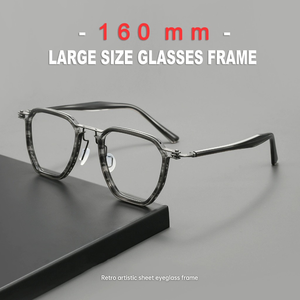 กรอบแว่นตาผู้ชาย Acetate ไทเทเนียม Ultralight ขนาดใหญ่ 160 มม. ทรงสี่เหลี่ยม Retro สําหรับใบหน้าใหญ่ รุ่น M-5867
