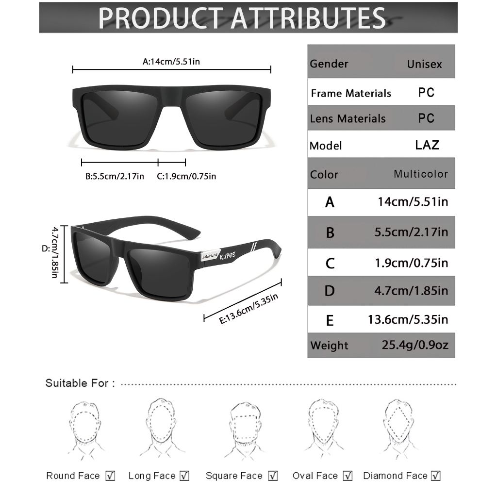 แว่นตากันแดดโพลาไรซ์ UV400 Karos สำหรับผู้ชายและผู้หญิง เหมาะสำหรับการตกปลา ขับรถ และเดินทาง - รูปที่ 3