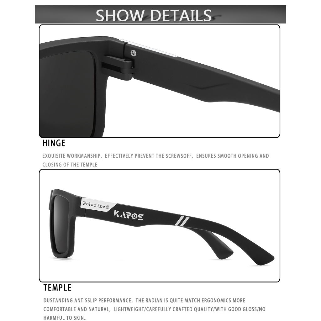 แว่นตากันแดดโพลาไรซ์ UV400 Karos สำหรับผู้ชายและผู้หญิง เหมาะสำหรับการตกปลา ขับรถ และเดินทาง - รูปที่ 6