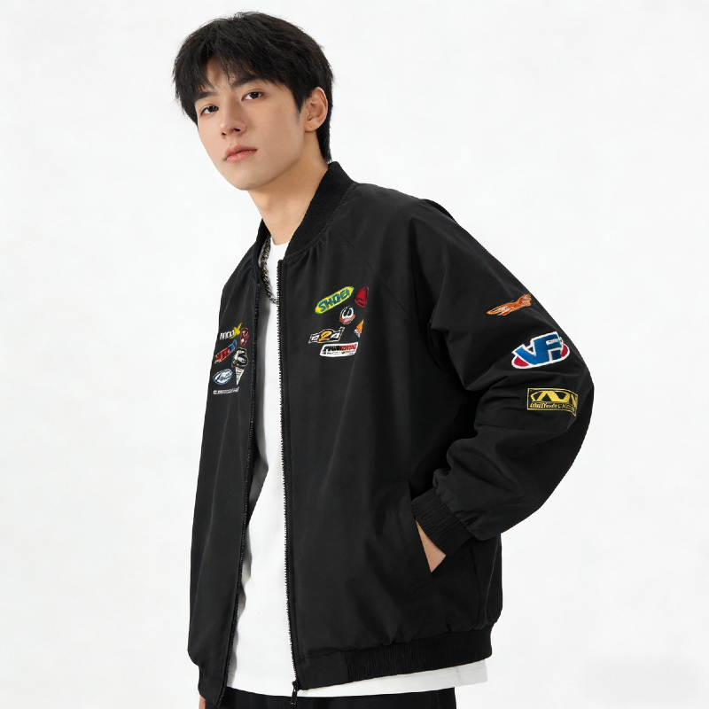 Core Blue เสื้อแจ็คเก็ตนักบินสไตล์อเมริกันเรโทรสำหรับผู้ชาย เสื้อแจ็คเก็ตเบสบอล ดีไซน์ทันสมัย แฟชั่น อินเทรนด์ ลำลอง ใส่ได้หลายโอกาส เสื้อคู่รัก