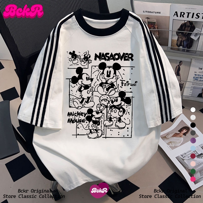 【จัดส่งตลอด 24 ชั่วโมง】🔥BCKR กราฟฟิตี ลายหนู เสื้อผญ เสื้🐀แมตช์ได้ทุกแบบ oversize คอกลม เสื้อYG449