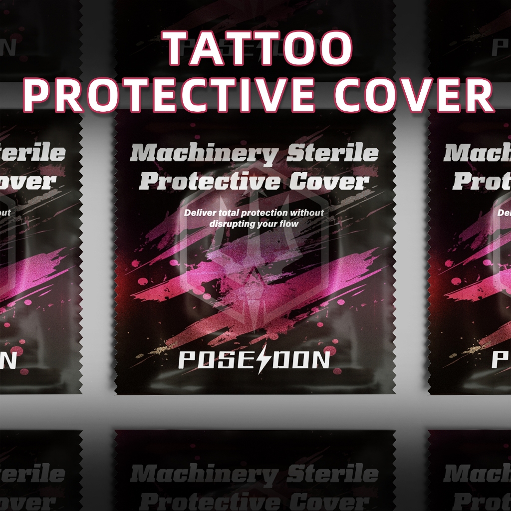 POSEIDON 50 ชิ้นกระเป๋าเครื่องสักแบบใช้แล้วทิ้ง,กระเป๋าป้องกันรอยสัก,ฝาครอบปากกาสัก,เคสปากกาสักสากล,การป้องกันปากกาสัก - รูปที่ 2