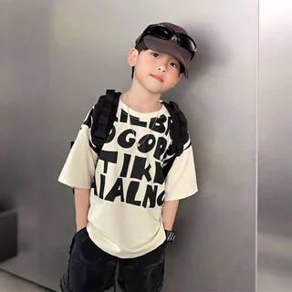 SweetKids พร้อมส่งจากกทม🌸เสื้อยืดเด็ก🍓เสื้อแขนสั้นเด็กผู้ชายหน้าร้อน ลายตัวอักษร สไตล์เท่ๆ ใส่สบายหายใจได้ งานดี แมทช์ง่าย หลายสีให้เลือก