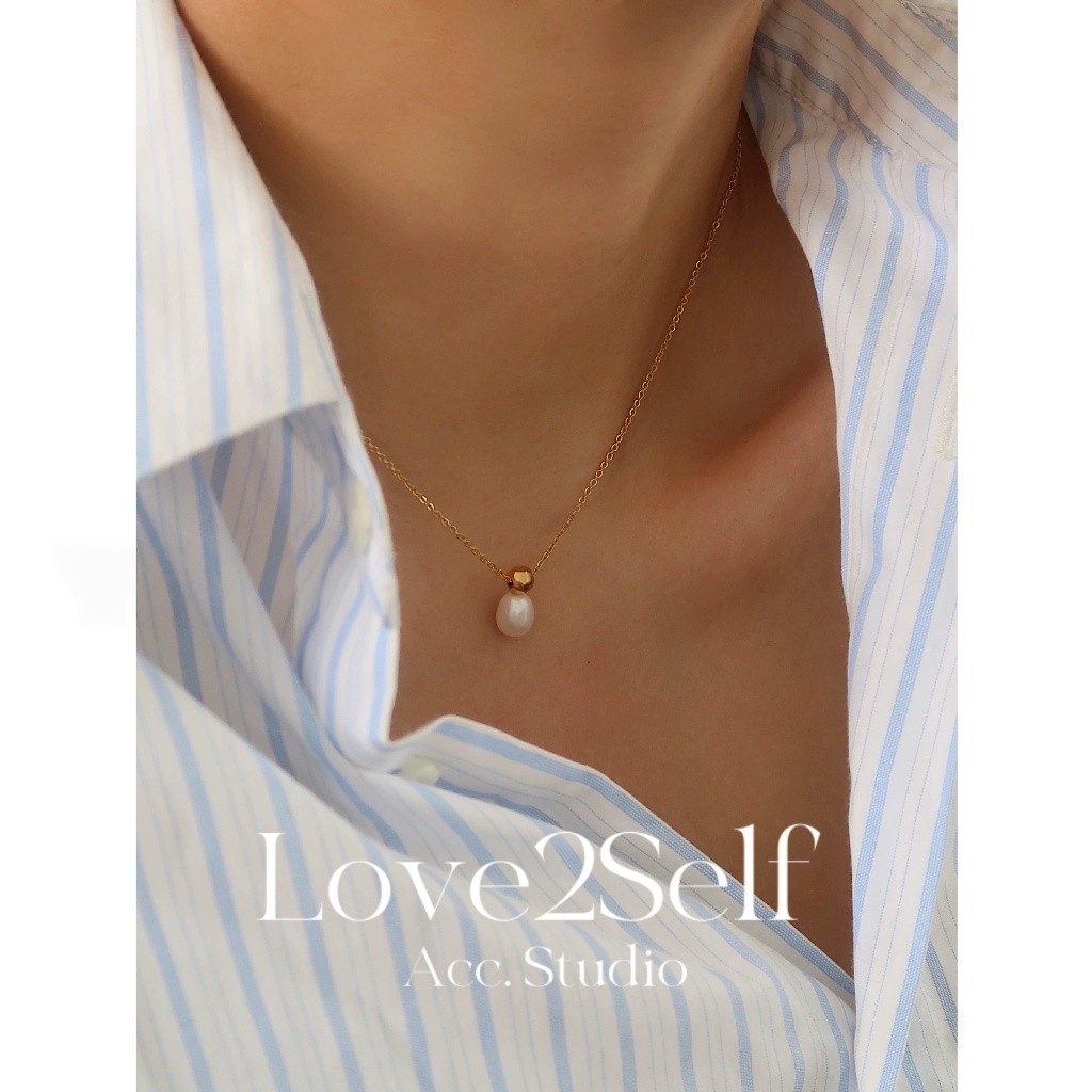 Love2Self X210 สร้อยคอจี้มุกวินเทจสแตนเลสสร้อยคอหรูหราสําหรับผู้หญิง Non Tarnish