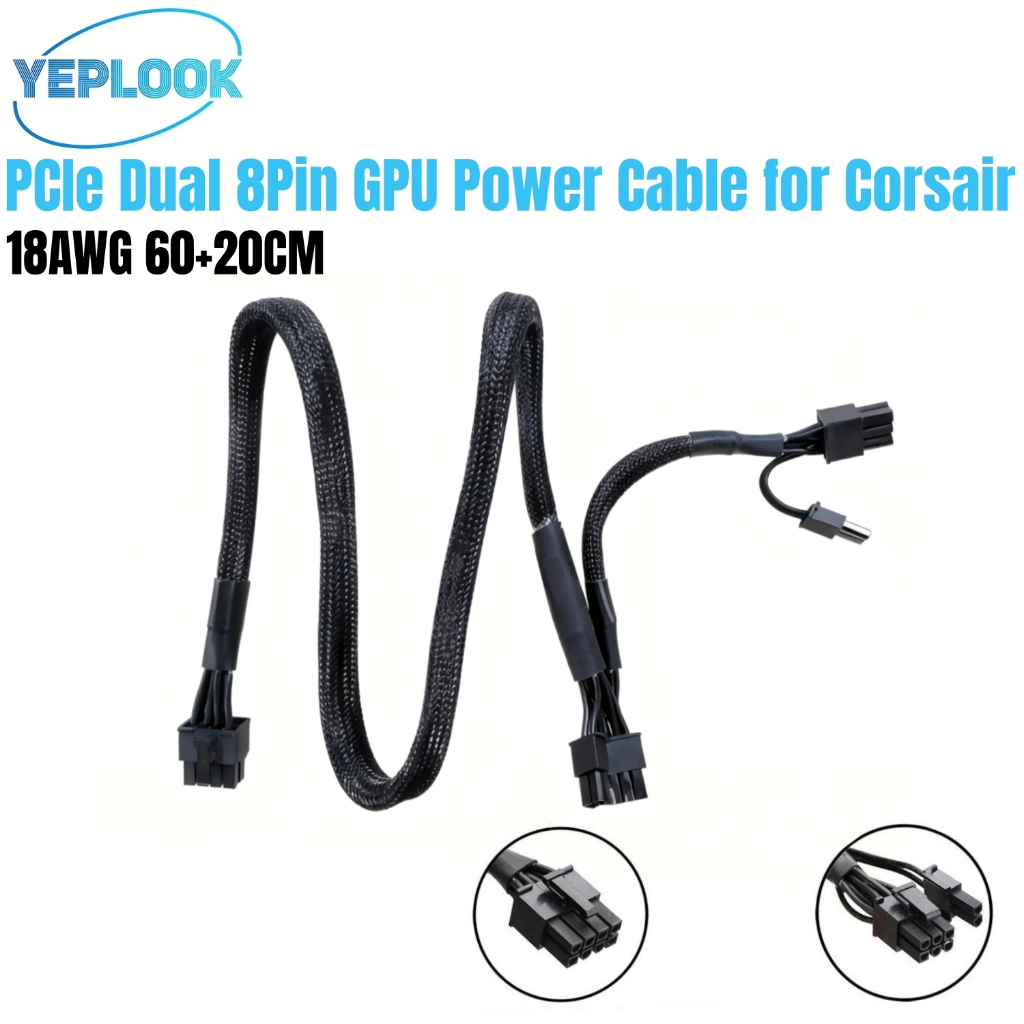 GPU สายไฟ 8Pin to PCIe Dual 8Pin 6+2 สําหรับ Corsair TX850M, TX750M, TX650M, TX550M Modular Power, S