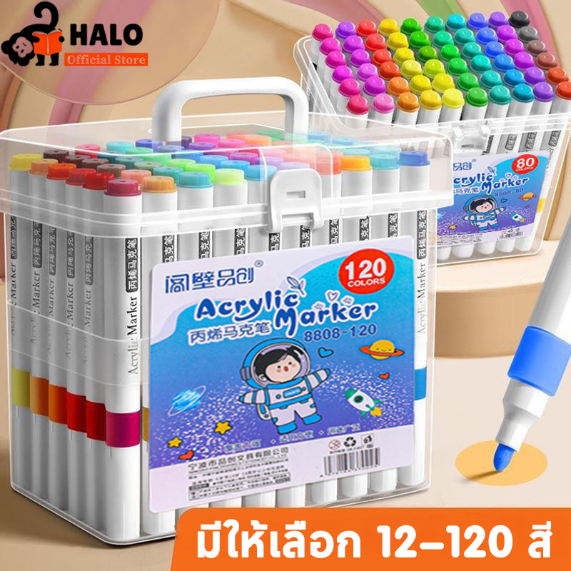 ปากกามาร์กเกอร์อะคริลิกล่องสี่เหลี่ยมชุดเครื่องหมายภาพวาดระบายสีชุดปากกาสีอุปกรณ์ศิลปะ