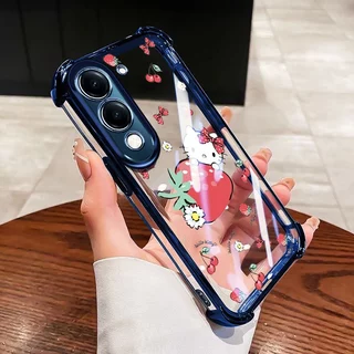 YBD สําหรับ Vivo Y31 5G Y21D 4G Y19S Y29 5G Y04 Y29S Y19E Y29 T4X 5G Anti-drop ป้องกันกระต่ายน่ารักสตรอเบอร์รี่ใสเคสโทรศัพท์