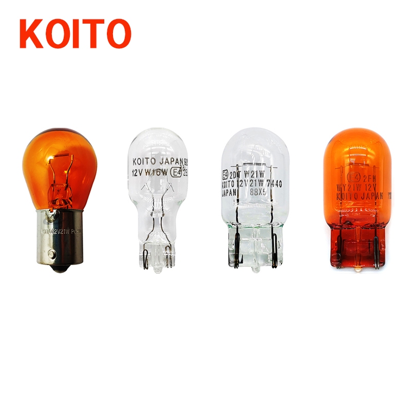 KOITO PY21W T15 W16W T20 W21/5W W21W WY21W HB3 12V Amber Light Standard Original หลอดฮาโลเจนรถหลอดไฟ