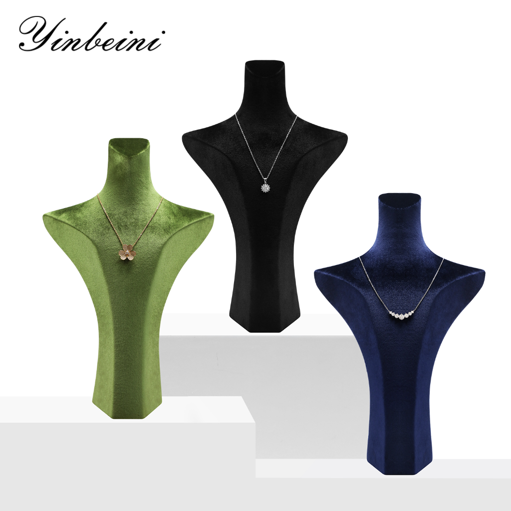 Yinbeini หุ่นโชว์สร้อยคอผ้ากำมะหยี่, ที่วางโชว์คอและหน้าอก, ชั้นวางจัดเก็บสร้อยคอจี้ RB031