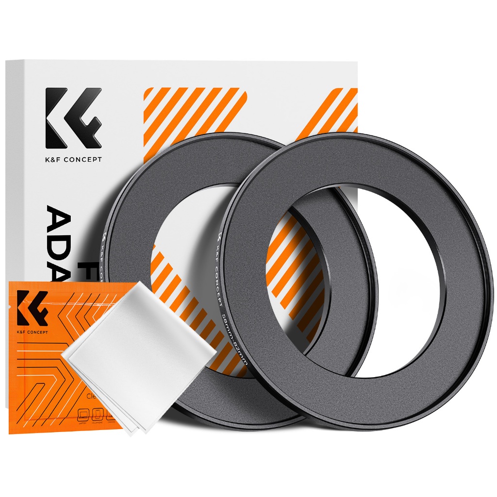 K&F Concept 2pcs 37-39-40.5-43-46-49-52-55-58-62-67-72-77-82-68 มม.อลูมิเนียม Step-Up แหวนอะแดปเตอร์ Step-Up แหวนกรองแหวนทําความสะอาดสําหรับ ND CPL UV เลนส์กล้องกรอง