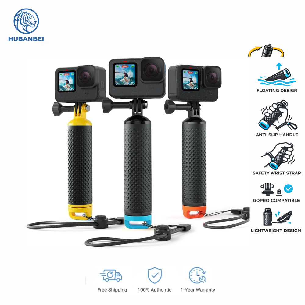ด้ามจับลอยน้ำสำหรับ GoPro และกล้องแอคชัน – ไม้จับกันน้ำ พร้อมด้าม TPE กันลื่น สายคล้องข้อมือ และช่องเก็บของ รองรับ GoPro Hero 13–4, GoPro Max