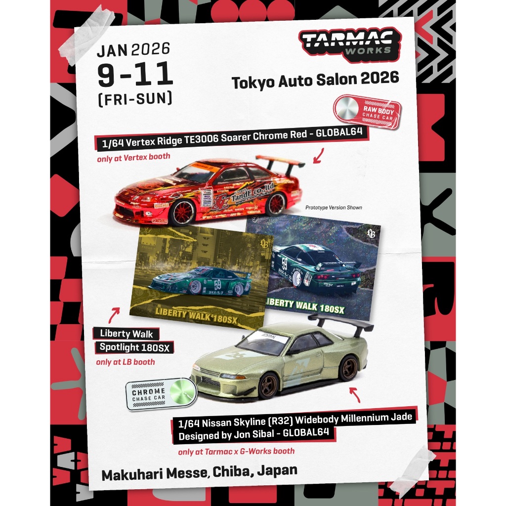 Tarmac Works 1/64 Nissan Skyline (R32) Widebody - ออกแบบโดย Jon Sibal - Millennium Jade / VERTEX Toy