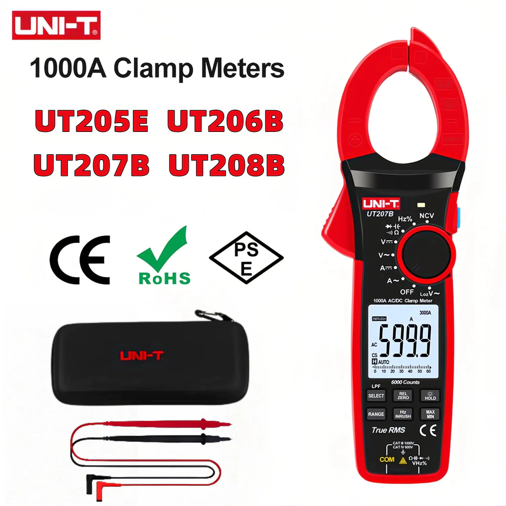 UNI-T UT205E UT207B UT208B 1000A True RMS แคลมป์มิเตอร์ดิจิตอล