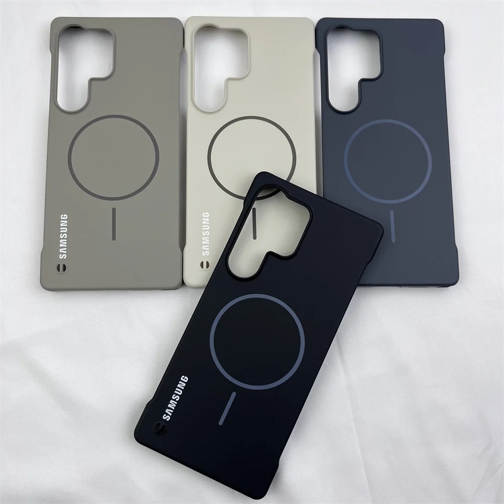 เคสแม่เหล็กไร้กรอบ Ultra Slim สําหรับ Samsung Galaxy S25 Edge S24 S23 S22 Ultra Plus FE สําหรับเครื่องชาร์จไร้สายปกแข็ง