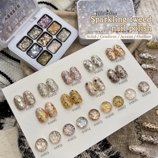 JILLRADIA สีแชมเปญเลื่อมเจลยาทาเล็บชุดแฟชั่นยาวนานเหมาะสําหรับการใช้ทุกวันและเล็บ DIY