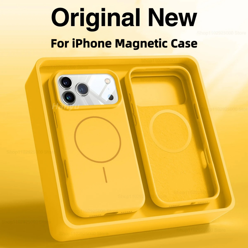 สําหรับiPhone 17 Pro Maxซิลิโคนเหลวเคสโทรศัพท์แม่เหล็กสําหรับ16 15 14 13 Pro Maxบางแหวนแม่เหล็กที่แข็งแกร่งสิ่งที่แนบมาป้องกันลายนิ้วมือShock-proofปกหลัง