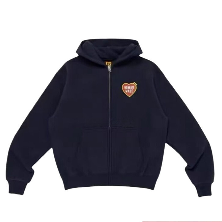 HUMAN MADE 25SS ญี่ปุ่น Love Letter Zipper เสื้อกันหนาวมีฮู้ดหลวม