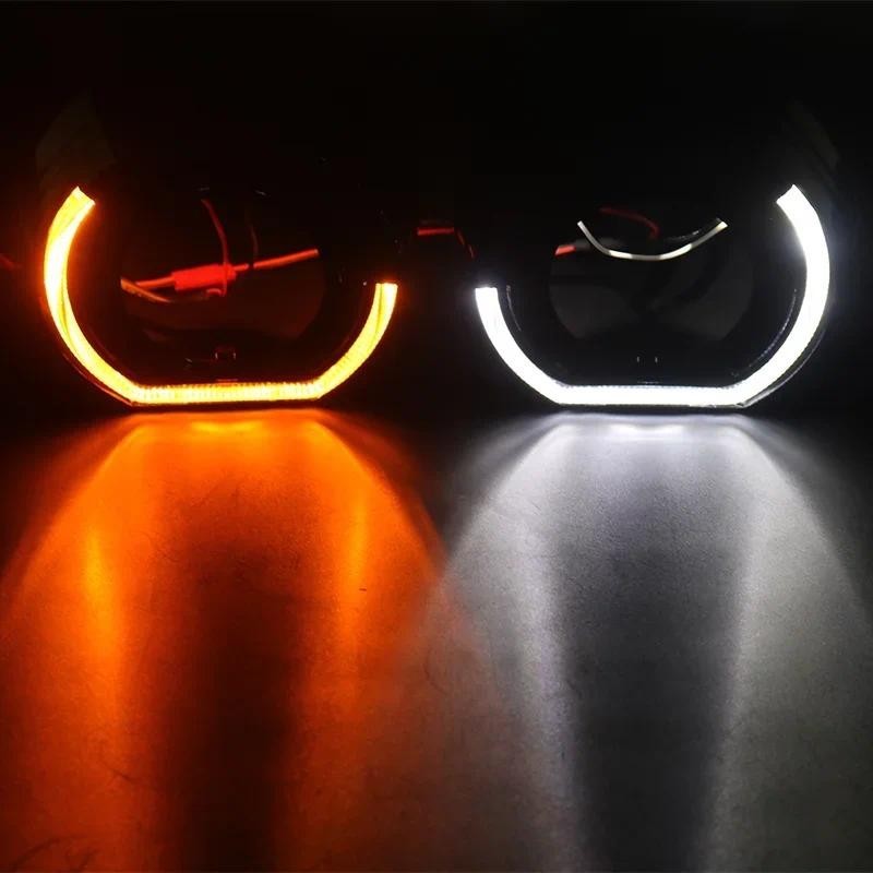 3 นิ้วสีดํา PIGds เงิน LED Angel Eyes สําหรับ Koito Q5 Hella Bixenon Hid โปรเจคเตอร์เลนส์ shell รถ