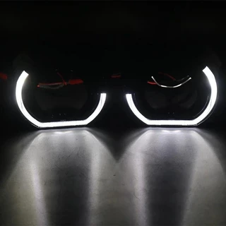 3 นิ้วสีดําเงิน Shrouds ฝาครอบ LED Angel Eyes สําหรับ Koito Q5 Hella Bixenon Hid โปรเจคเตอร์เลนส์เชลล์ไฟหน้ารถ