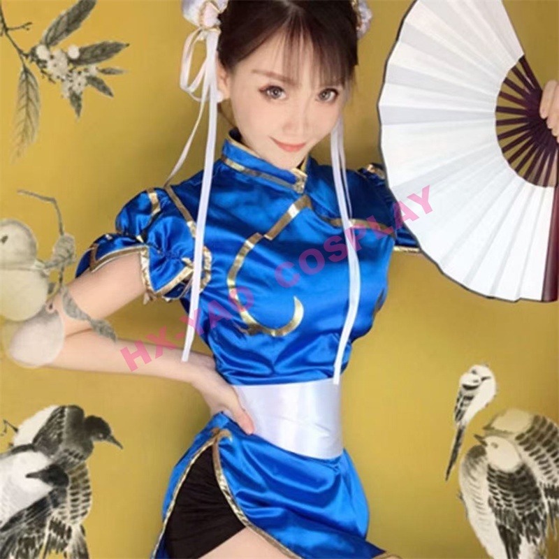 【HX-YAO】ชุนลี่คอสเพลย์ชุดอนิเมะ ชุดคอสเพลย์เกม Street Fighter ชุนลี่ เซ็กซี่น่ารัก