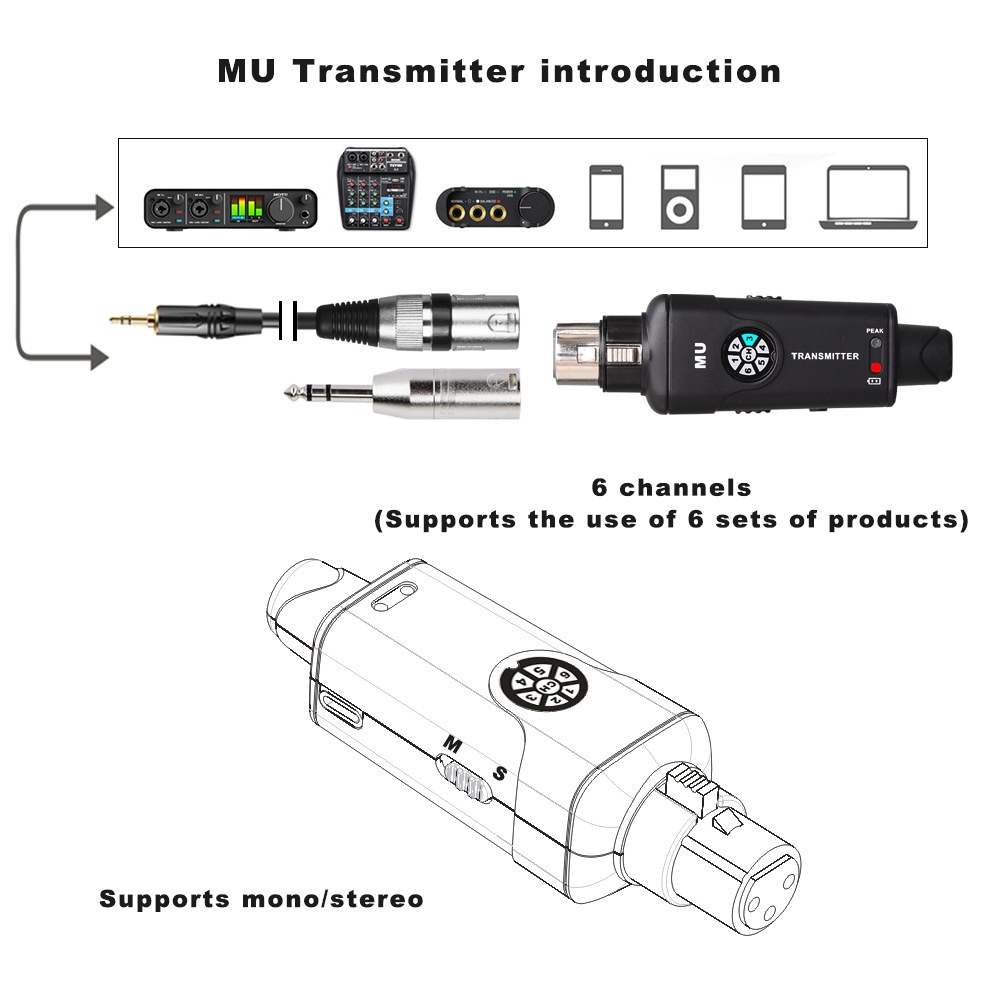 ระบบไออีเอ็มไร้สาย 2.4G พร้อมเครื่องส่งสัญญาณคลิปบนตัวรับสัญญาณคู่อัตโนมัติไร้สายในหูจอภาพสําหรับคริสตจักร/เวที/การแสดงสด - รูปที่ 4