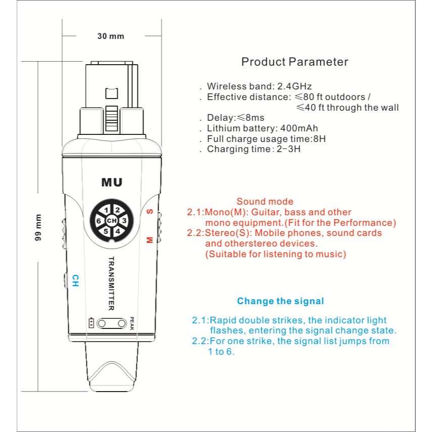 ระบบไออีเอ็มไร้สาย 2.4G พร้อมเครื่องส่งสัญญาณคลิปบนตัวรับสัญญาณคู่อัตโนมัติไร้สายในหูจอภาพสําหรับคริสตจักร/เวที/การแสดงสด - รูปที่ 3