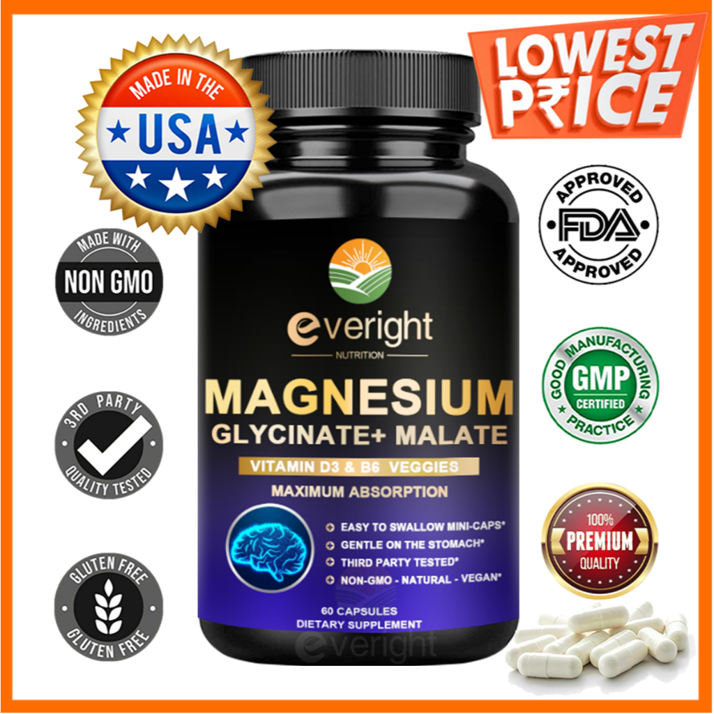 แมกนีเซียมไกลซิเนต (Magnesium Glycinate) แคปซูล | บรรเทาความเครียด ความเมื่อยล้า ปรับปรุงการนอนหลับ สุขภาพระบบประสาทและกล้ามเนื้อ | ดูดซึมง่าย