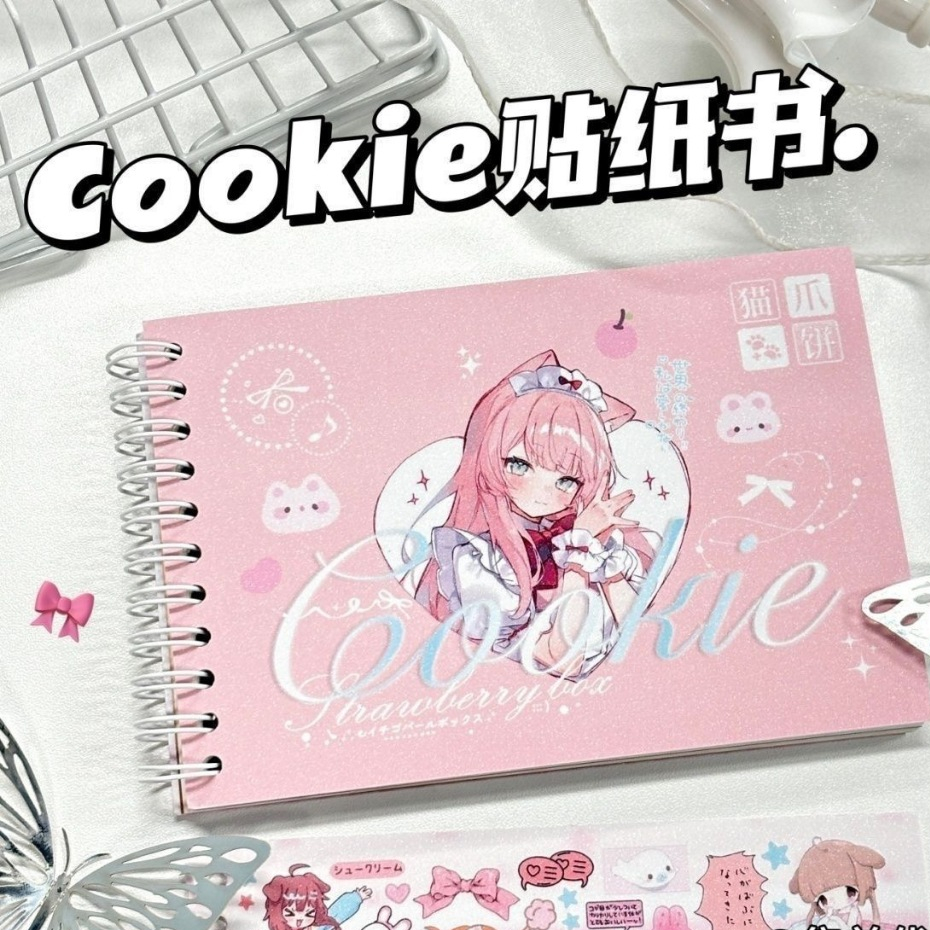 สมุดสติกเกอร์ลายสาวสไตล์อนิเมะ แบบม้วนเกลียว วัสดุ DIY ตกแต่งเคสโทรศัพท์และแก้วน้ำ