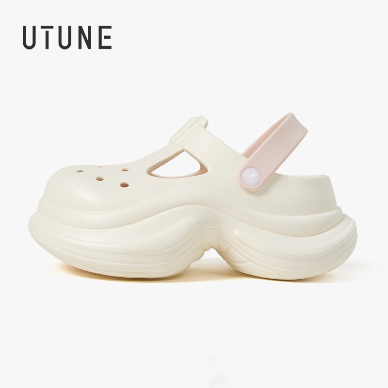 UTUNE รองเท้าแตะมาร์รีเจน เจาะรู EVA พื้นหนา 8.5 ซม. นุ่มสบาย เพิ่มความสูง ใส่เดินชายหาด แฟชั่นฤดูร้อน