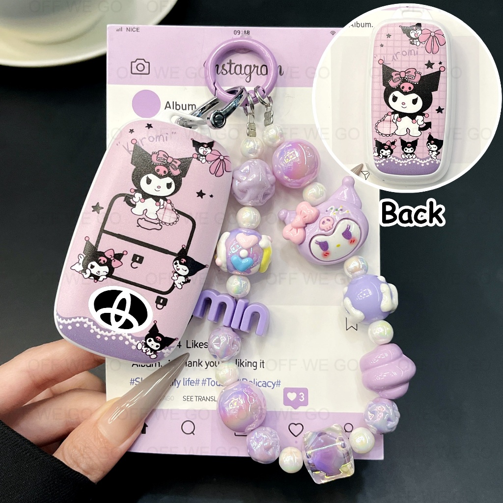Kuromi Sanrio ฝาครอบเคสกุญแจโตโยต้าสากลสําหรับ Avanza, Veloz, Raize, Wigo & Yaris Cross (รุ่นปี 2022-2024)