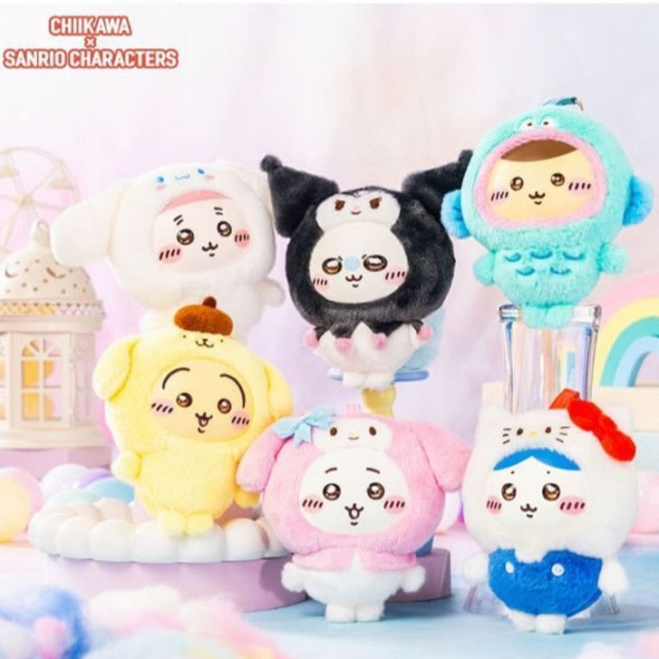 Chikawa x Sanrio ไวนิลจี้ตุ๊กตาตุ๊กตาน่ารักกระเป๋าจี้ตุ๊กตาอินเทรนด์ของเล่นเดสก์ท็อปตกแต่งของขวัญวันเกิดสะสม