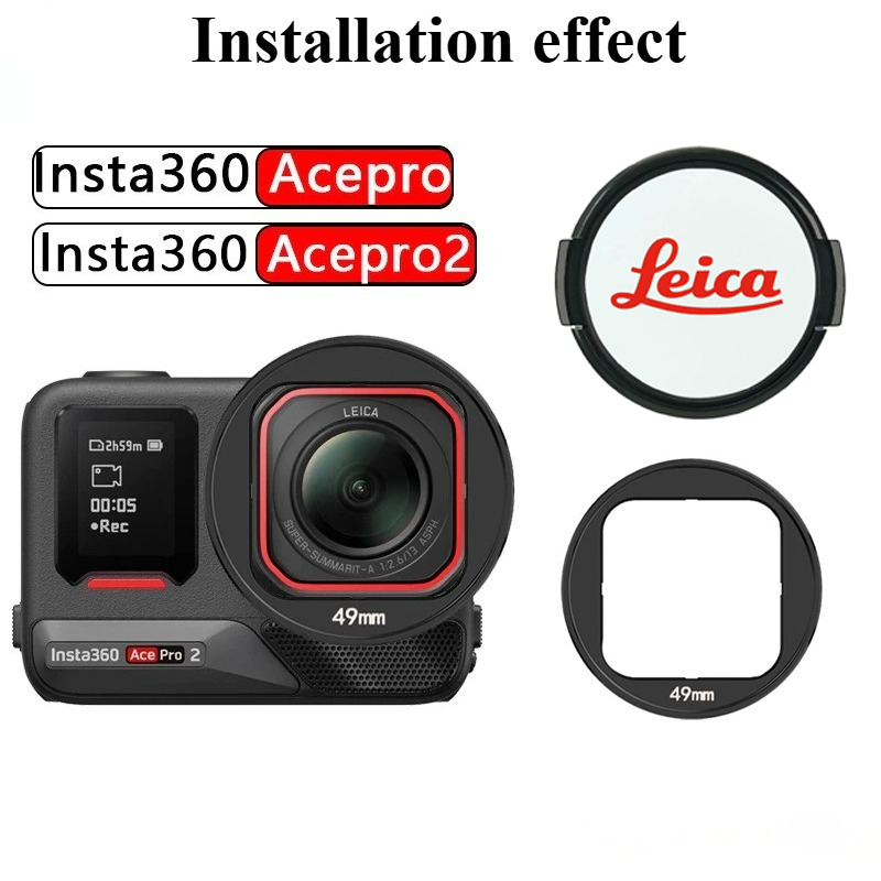 รุ่นใหม่Insta360 ใหม่ Ace Pro 2 เลนส์ 49m อะแดปเตอร์กรอง Ace Pro 2 Explorer Kit เอว Flat Viewfinder Light Shield