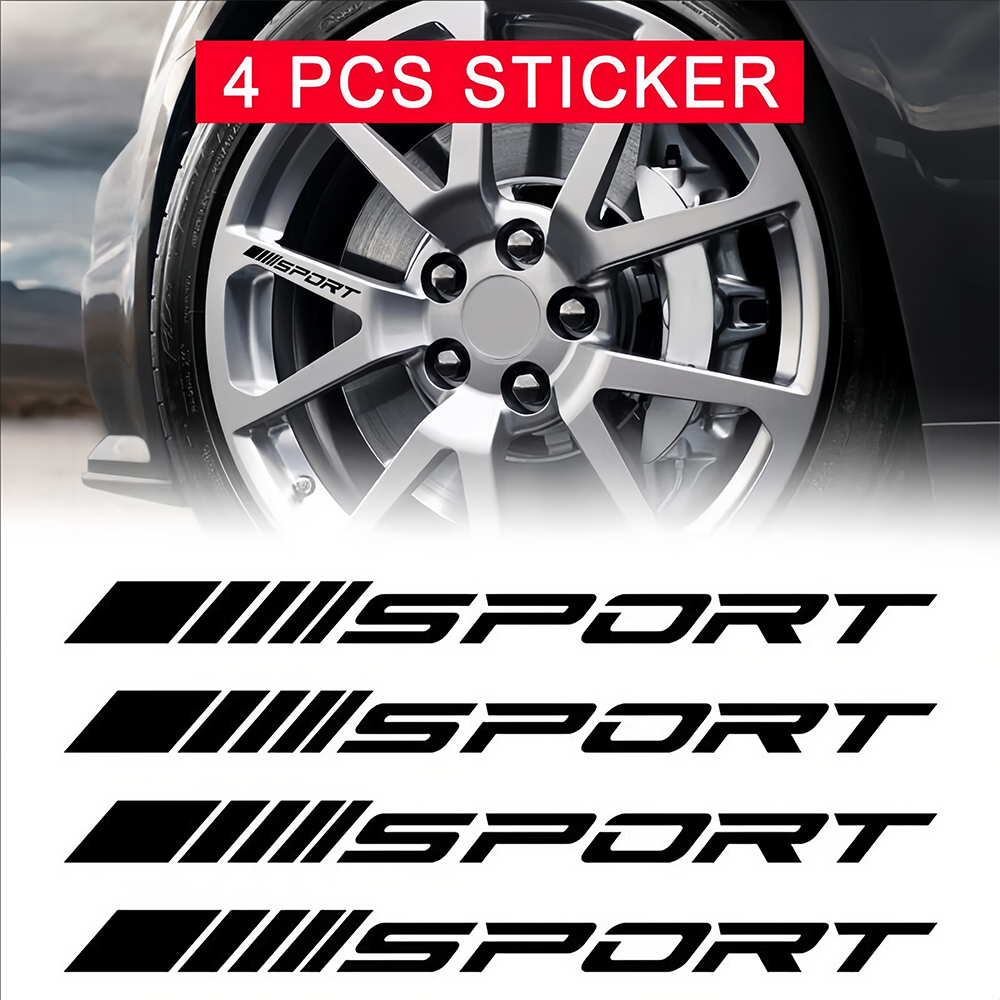 4 ชิ้น SPORT โลโก้สติกเกอร์สะท้อนแสงสติกเกอร์ล้อรถ Racing Stripe สติ๊กเกอร์ตกแต่ง