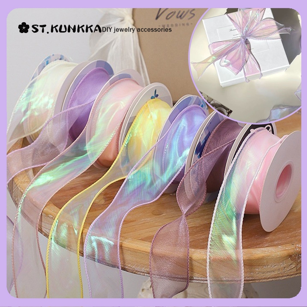 St. kunkka 40 มม. Fishtail เส้นด้ายริบบิ้นโปร่งใสชีฟองริบบิ้นห่อของขวัญริบบิ้นสําหรับช่อดอกไม้ DIY ห่อของขวัญ