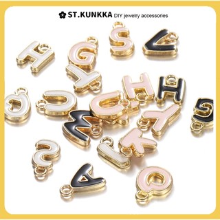 5 ชิ้น  ทำด้วยมือวัสดุ DIY เครื่องประดับอุปกรณ์เสริมโลหะผสมหยดน้ำมั สีชมพู/ดำ/ขาว ตัวอักษรสเตอริโอต่างหูสร้อยข้อมือจี้ขนาดเล็ก