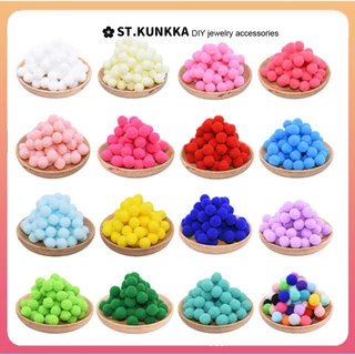 ลูกบอลขนสัตว์ยืดหยุ่นสูง Pompom แฮนด์เมด หลากสี 20 มม. 10 มม. 15 มม. ใช้ทําเครื่องประดับ งานฝีมือ DIY