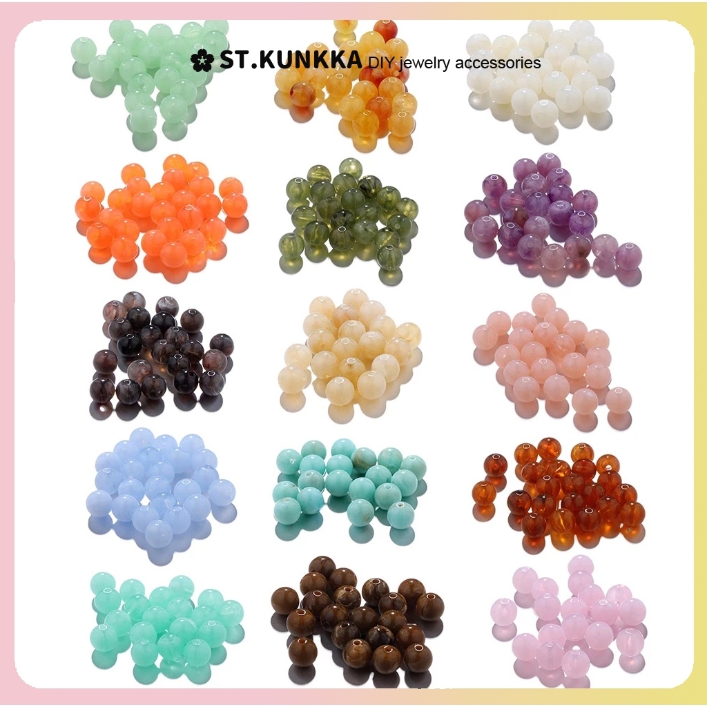 St.kunkka 50 ชิ้น 6 มม.อะคริลิคลูกปัดหินเทียมสำหรับ DIY ทำสร้อยคอและสร้อยข้อมือ