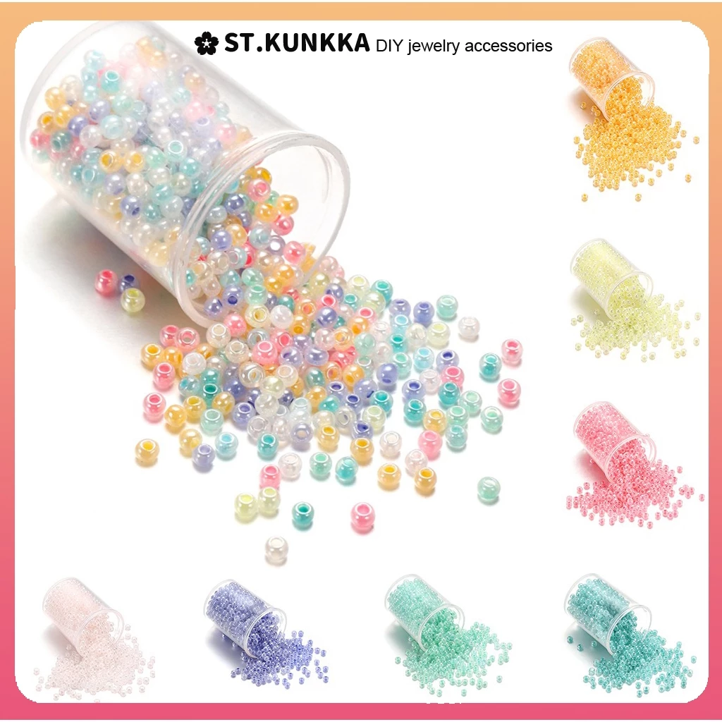 St.kunkka 1000 ชิ้น ต่อชุด ลูกปัด สีสันพาสเทล สำหรับทำเครื่องประดับ DIY ขนาด 2-4 มม. หนัก 10-28 กรัม