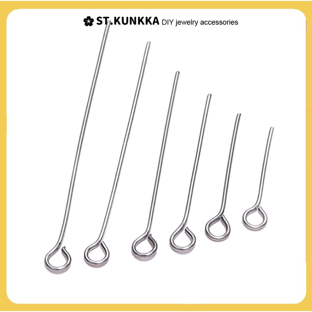 ST.KUNKKA 100 ชิ้น เข็มสเตนเลส หมุดสเตนเลส สําหรับทําเครื่องประดับ DIY ขนาด 15 - 70 มม.