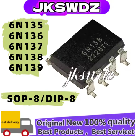 5PCS 100% ใหม่ 6N135 6N136 6N137 6N138 6N139 DIP-8 6N135S 6N136S 6N137S 6N138S 6N139S SOP-8 Optoacop