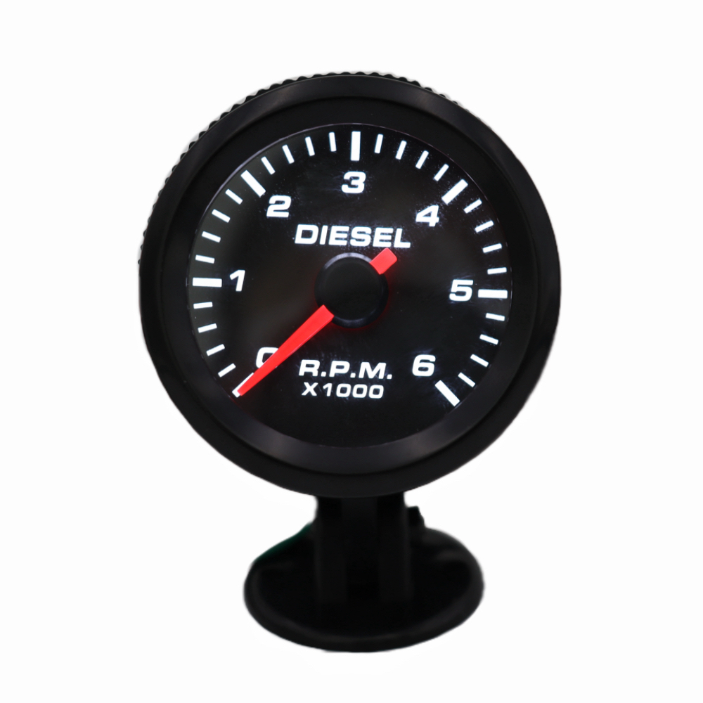 252MM เครื่องยนต์ดีเซล TACHOMETER จุดแสงสีขาว 0-6000 RPM Tacho เมตรเครื่องวัดวามเร็วไฟฟ้า 12V Gauge