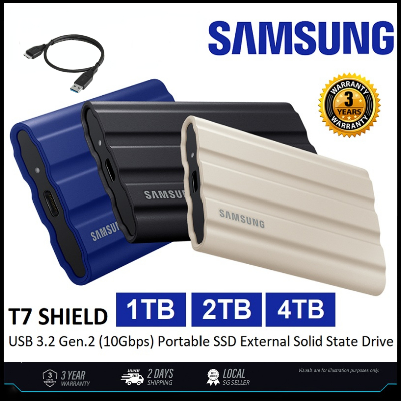 SAMSUNG T7 SHIELD USB 3.2 GEN.2 (10GBPS) EXT SSD EXTERNAL SOLID STATE DRIVE 1TB / 2TB / 4TB| รวมสาย USB-C/