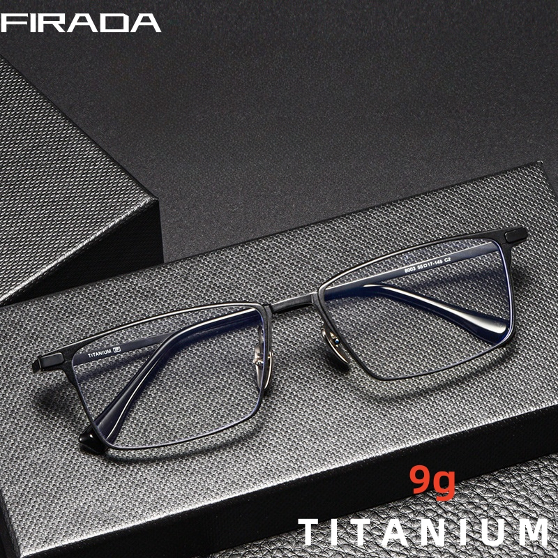 FIRADA แว่นตากันแดดแบบ Vintage Square Pure Titanium เหมาะสำหรับธุรกิจและใช้ได้ทั่วไป รหัส 8003-C