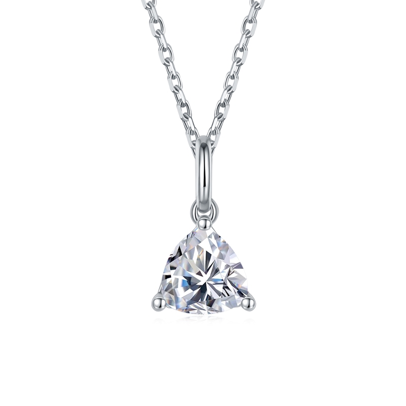 925 เงินสเตอร์ลิง Moissanite สร้อยคอ Thrillion Cut 1ct/2ct VVS Moissanite สร้อยคอจี้