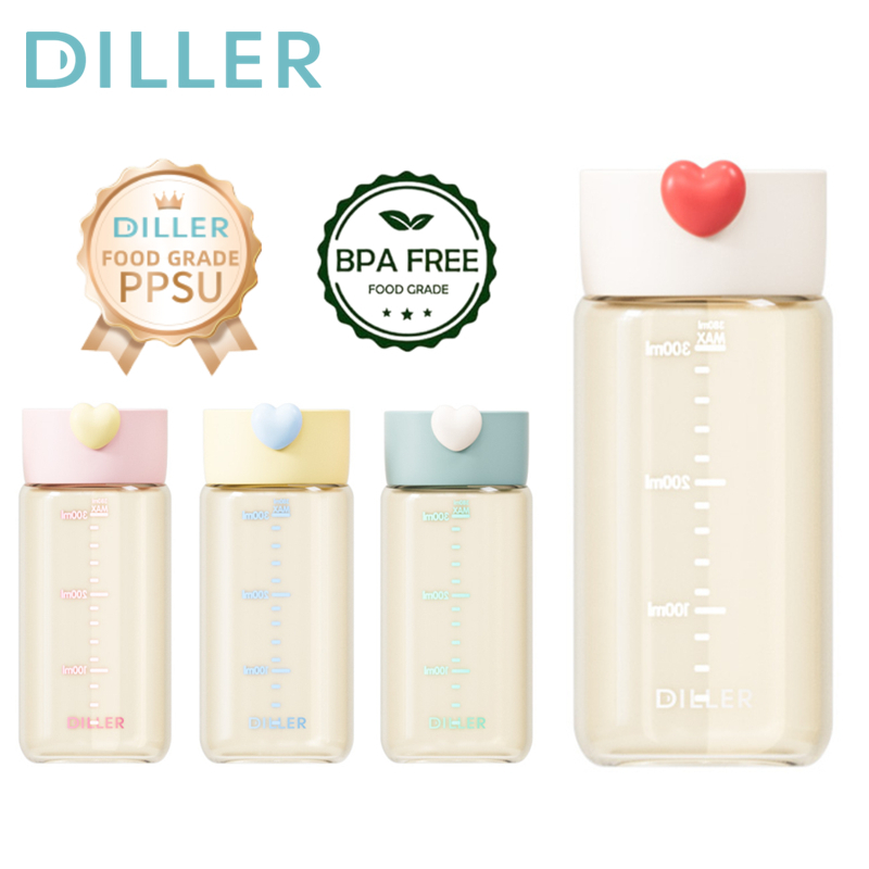 Diller PPSU ขวดน้ําปลอดสาร BPA มินิน่ารัก ป้องกันการรั่วซึม 380ml D2603