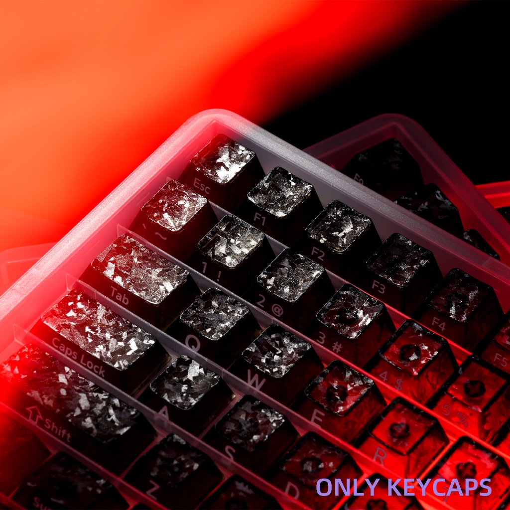 XVX สีดําโปร่งแสง/สีขาวโปร่งแสง/สีดําสามรูปแบบปลอม Carbon-Look keycaps Cherry Profile 119 คีย์คีย์บอ
