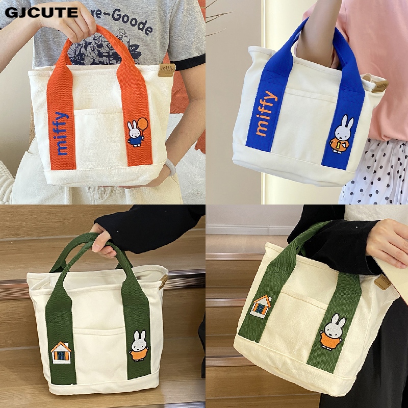 Gjcute กระเป๋าถือ กระเป๋าเดินทาง ผ้าแคนวาส ลําลอง ความจุขนาดใหญ่ สีพื้น สําหรับสตรี WTD