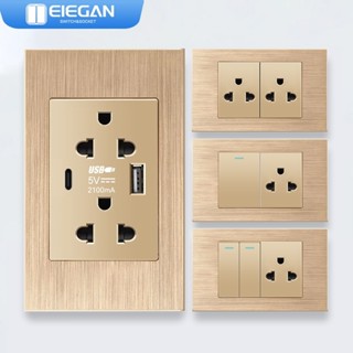 ELEGAN ซ็อกเก็ตสวิตช์ติดผนัง แผงวัสดุอลูมิเนียมอัลลอยด์-L06 …