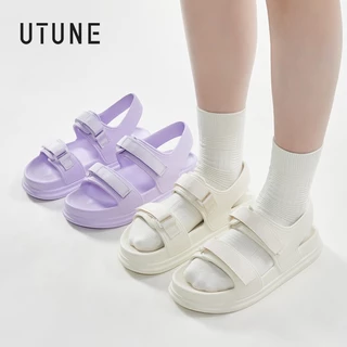 UTUNE รองเท้าแตะผู้หญิง สายคู่ไนลอน สไตล์ชายหาด รองเท้าแตะพื้นนุ่ม กันลื่น รองเท้าแตะที่ปรับขนาดและความตึงได้